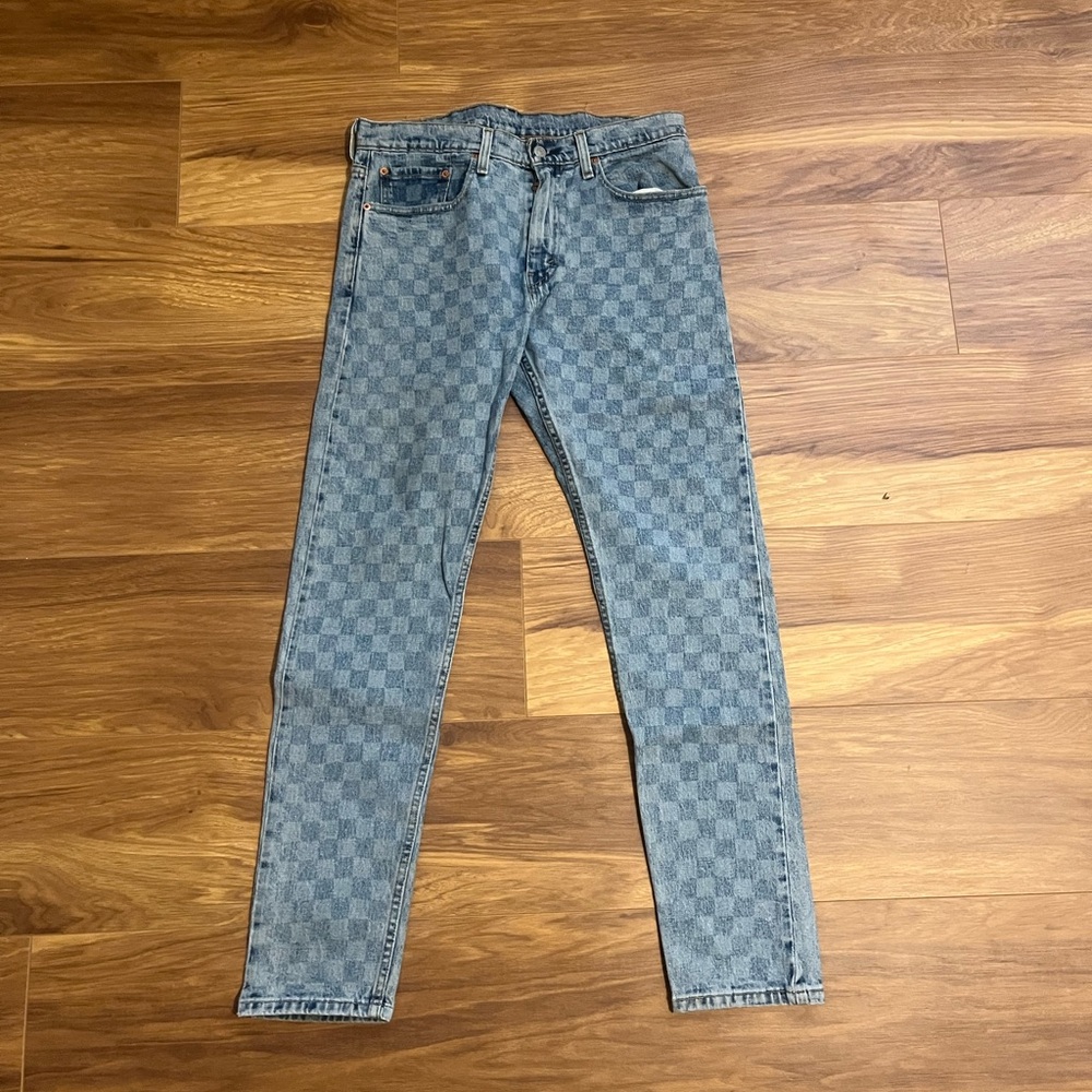 Levi's Blue Checkered Skinny Jeans